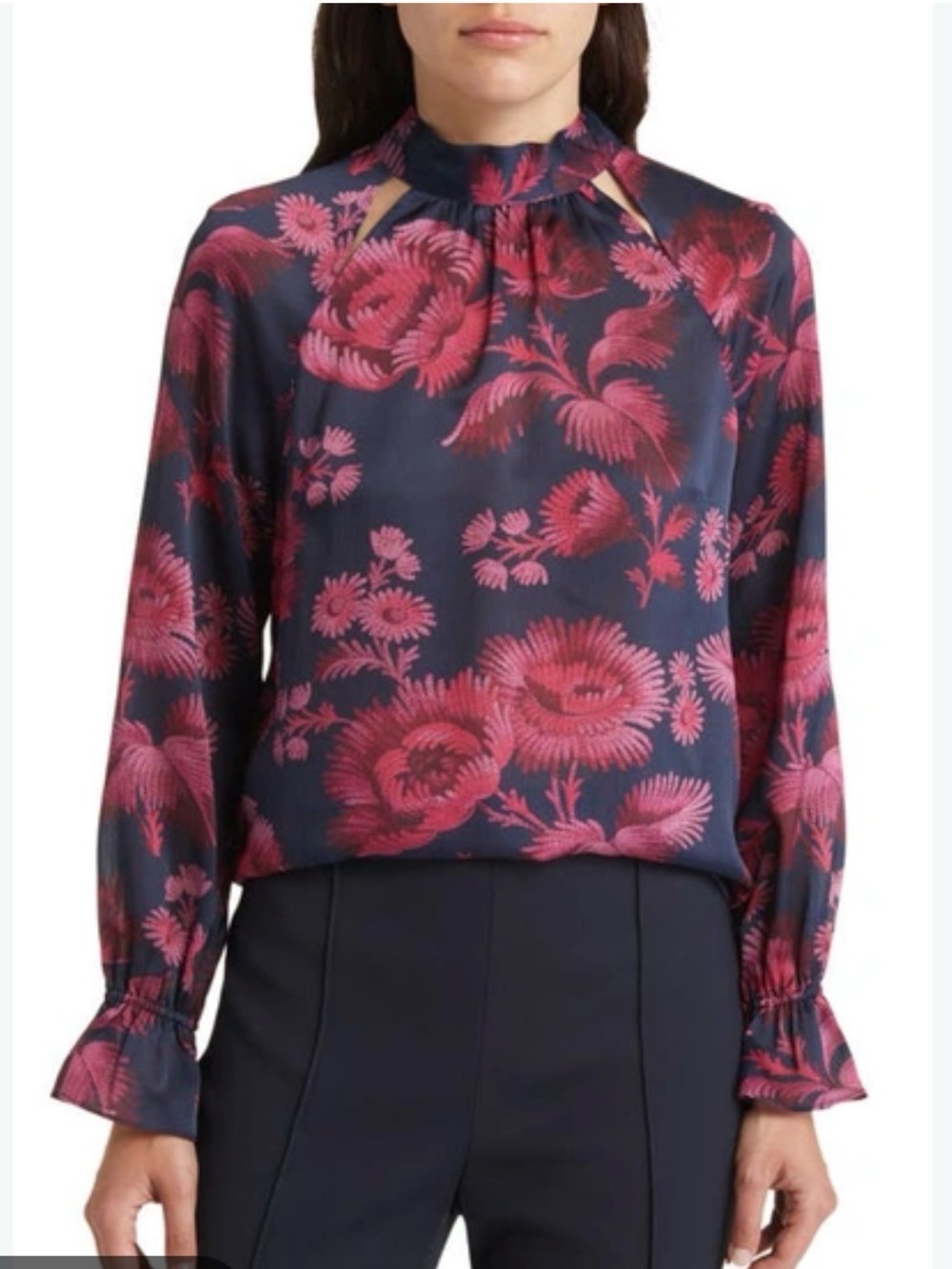 Ted Baker - Women’s Navy Blouse with Pink Floral